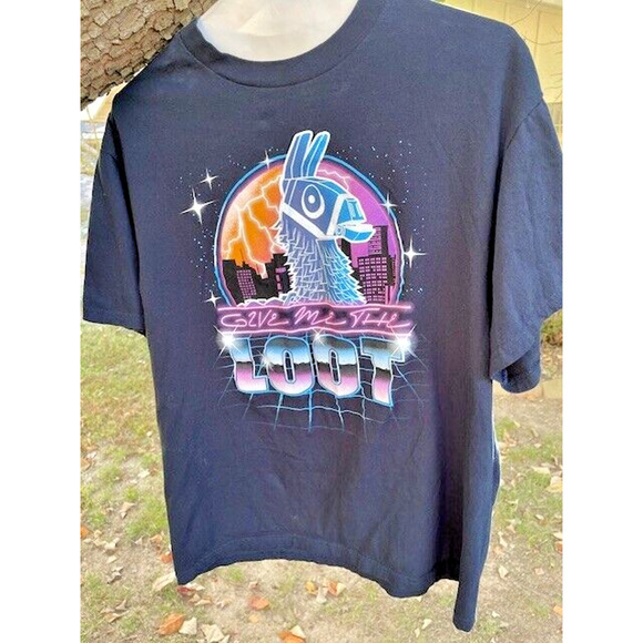 MAD Engine Other - Fortnite Give Me The Loot Shirt 2019 Youth 18/20 Black Short Sleeve Pullover Tee